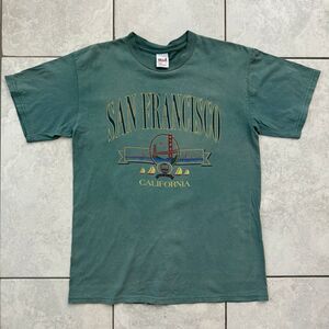 Vintage San Francisco California T-Shirt Size L Anvil Green Grunge